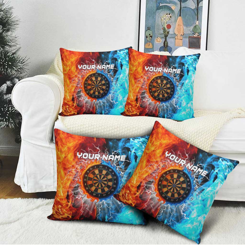 Custom Thunder Lightning Darts Pillow Cover Dartboard Water Fire - Wonder Print Shop