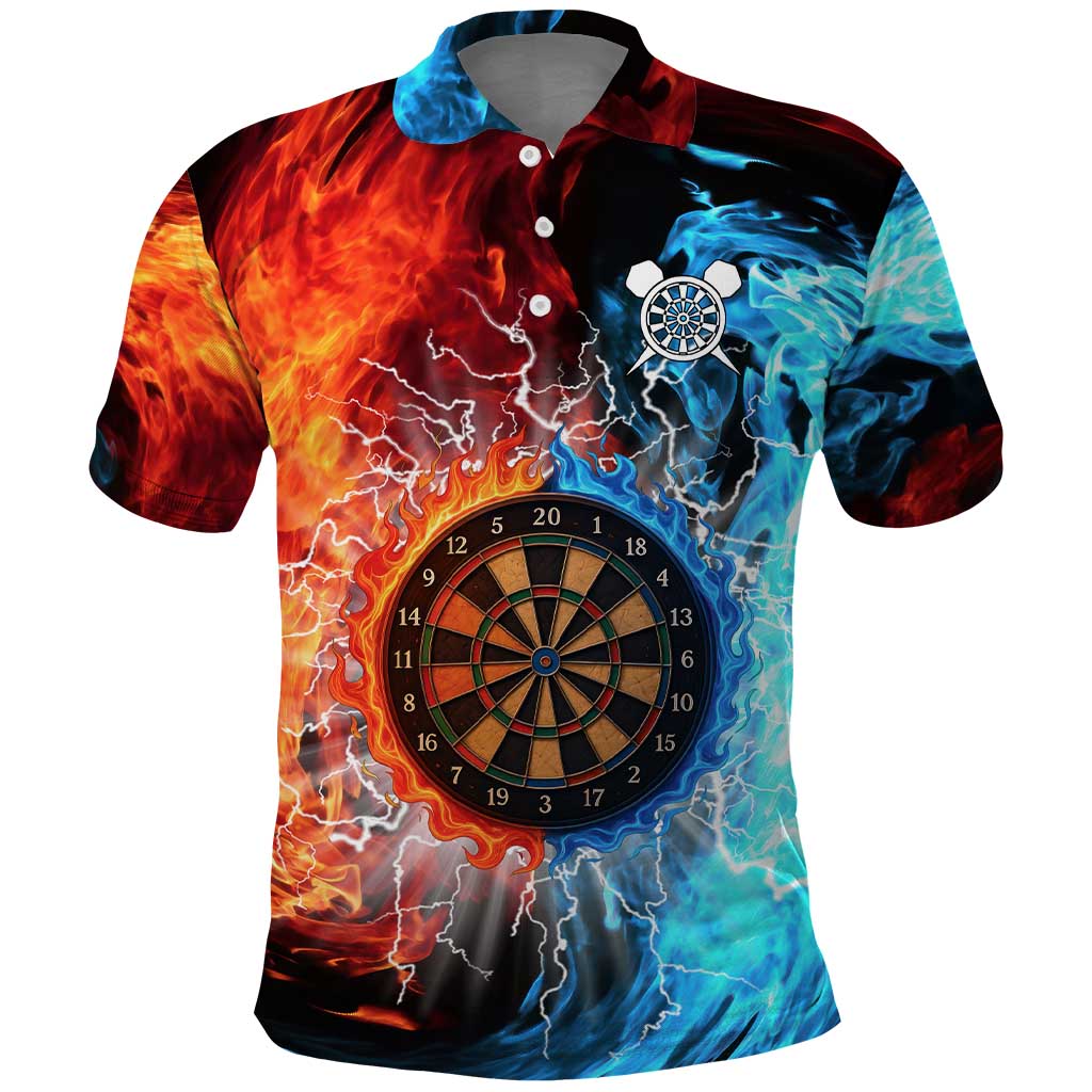 Custom Thunder Lightning Darts Polo Shirt Dartboard Water Fire - Wonder Print Shop