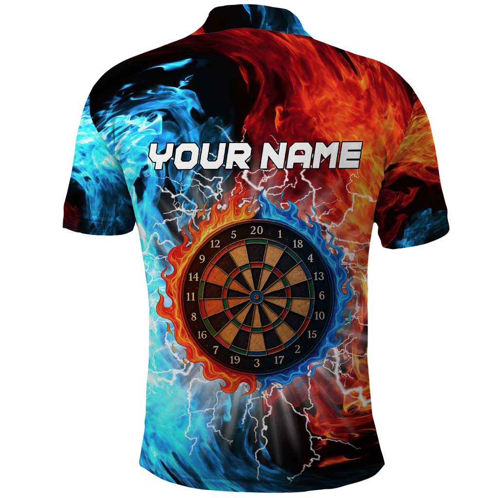 Custom Thunder Lightning Darts Polo Shirt Dartboard Water Fire - Wonder Print Shop