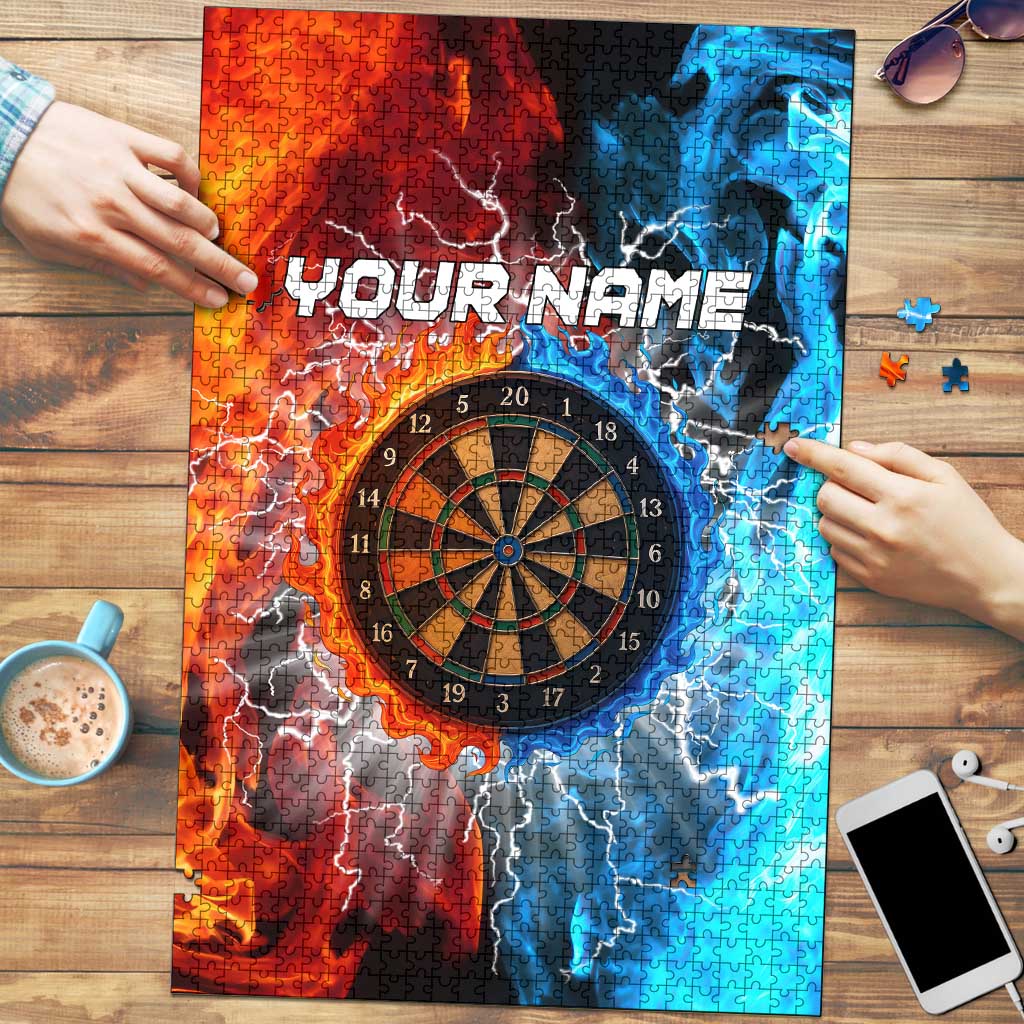 Custom Thunder Lightning Darts Puzzle Dartboard Water Fire - Wonder Print Shop