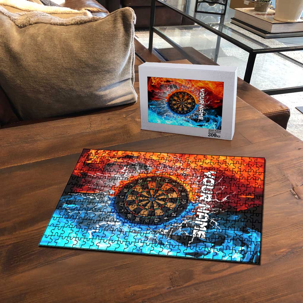 Custom Thunder Lightning Darts Puzzle Dartboard Water Fire - Wonder Print Shop