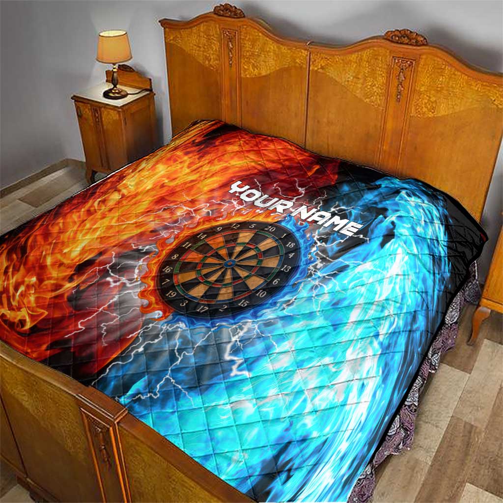 Custom Thunder Lightning Darts Quilt Dartboard Water Fire - Wonder Print Shop