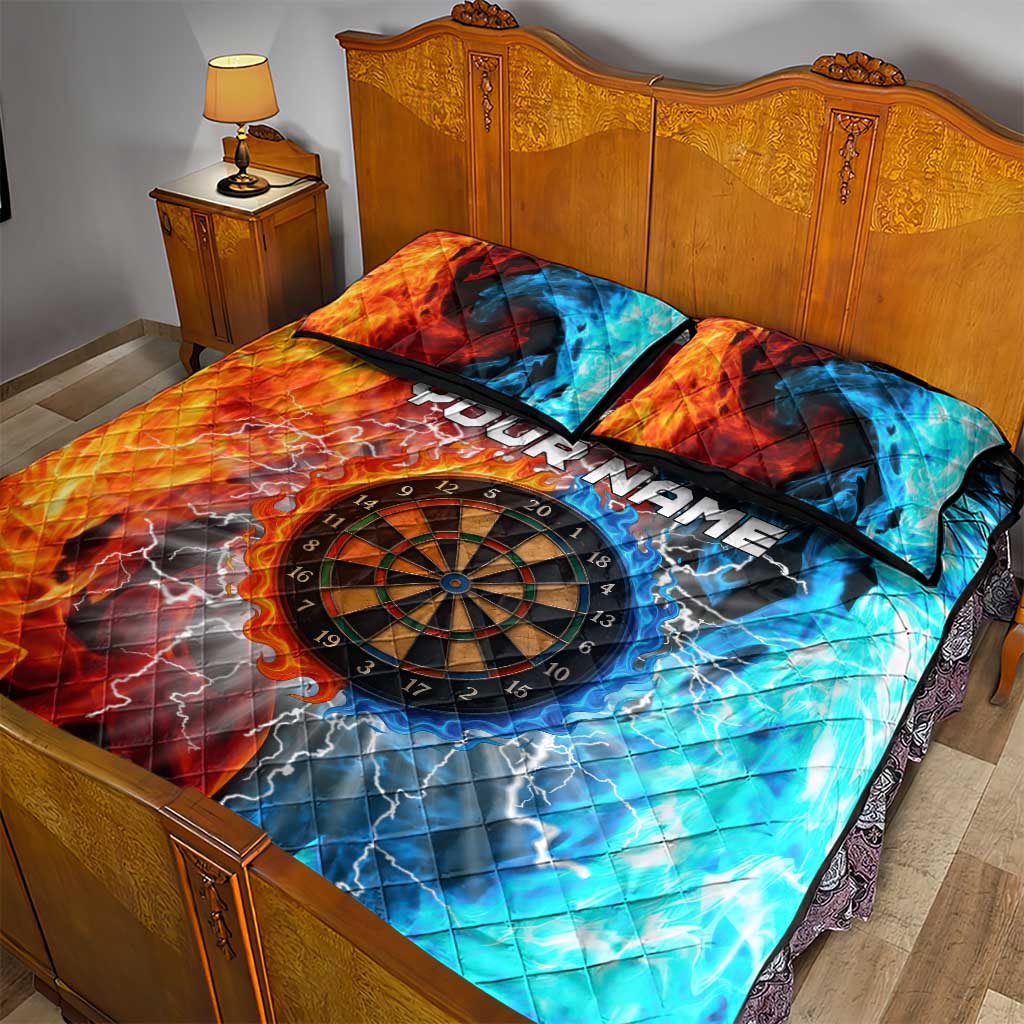 Custom Thunder Lightning Darts Quilt Bed Set Dartboard Water Fire - Wonder Print Shop