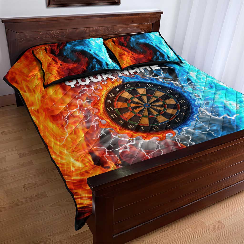 Custom Thunder Lightning Darts Quilt Bed Set Dartboard Water Fire - Wonder Print Shop