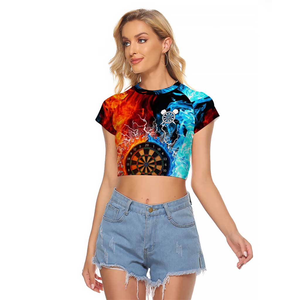 Custom Thunder Lightning Darts Raglan Cropped T Shirt Dartboard Water Fire - Wonder Print Shop