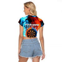 Custom Thunder Lightning Darts Raglan Cropped T Shirt Dartboard Water Fire - Wonder Print Shop