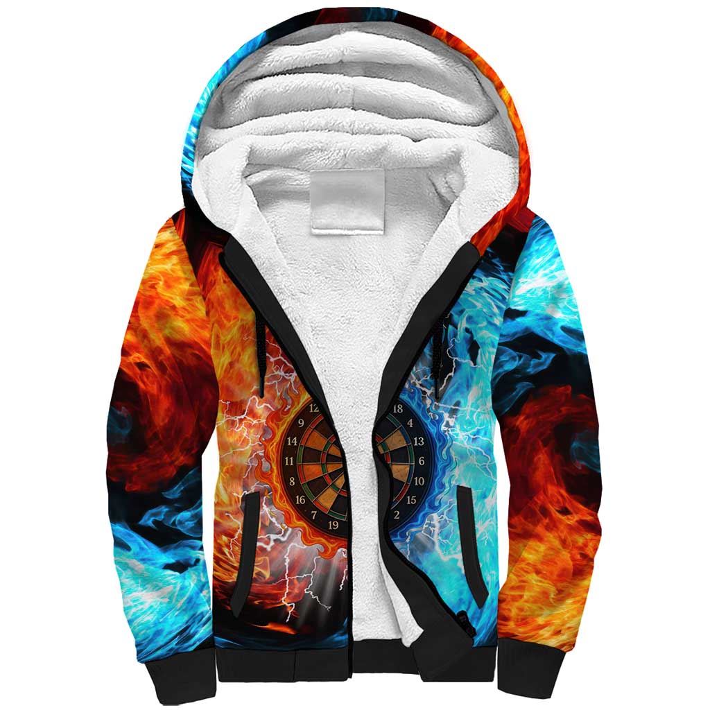 Custom Thunder Lightning Darts Sherpa Hoodie Dartboard Water Fire - Wonder Print Shop