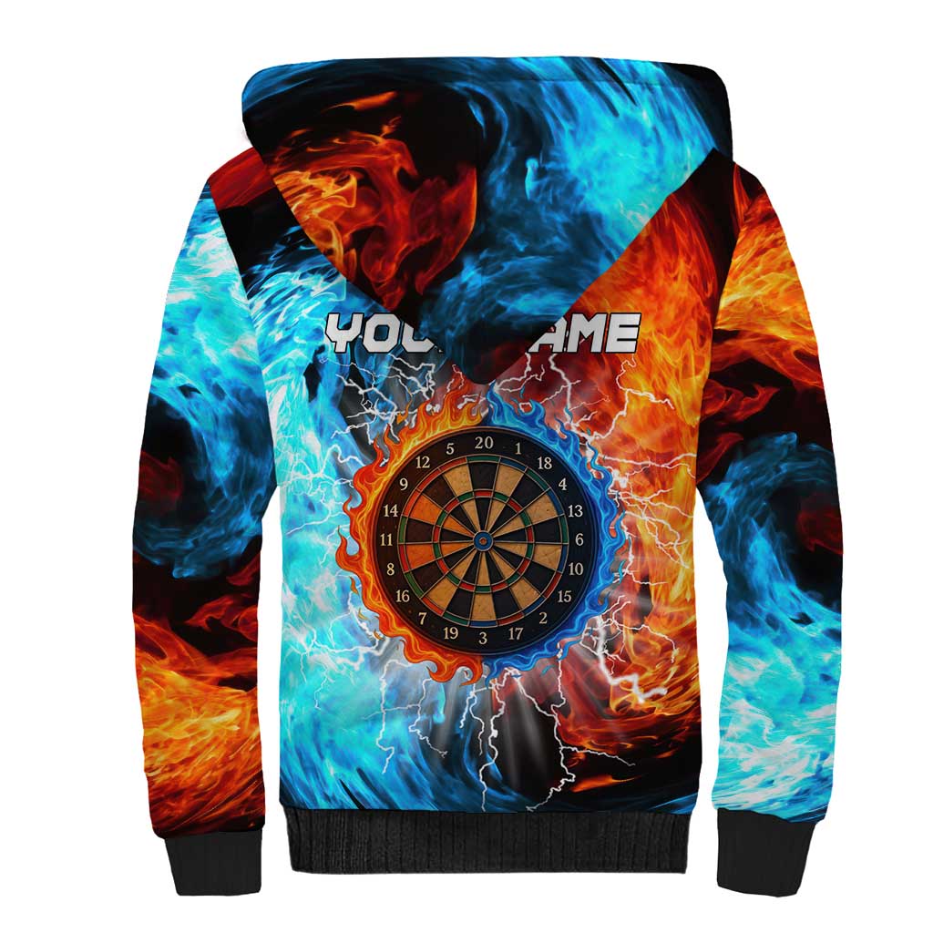 Custom Thunder Lightning Darts Sherpa Hoodie Dartboard Water Fire - Wonder Print Shop