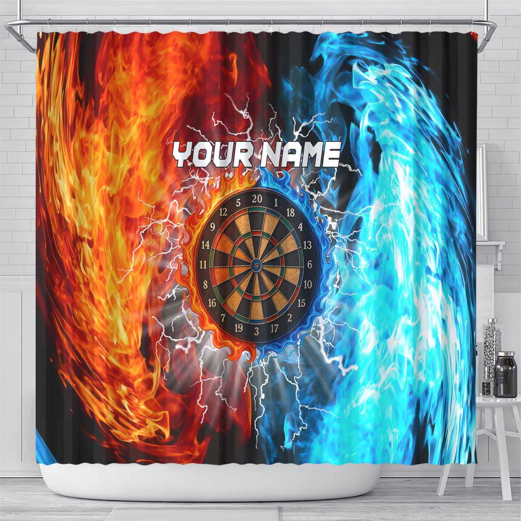 Custom Thunder Lightning Darts Shower Curtain Dartboard Water Fire - Wonder Print Shop