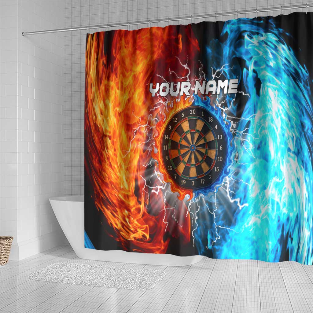 Custom Thunder Lightning Darts Shower Curtain Dartboard Water Fire - Wonder Print Shop