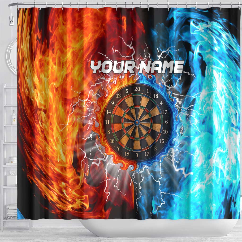 Custom Thunder Lightning Darts Shower Curtain Dartboard Water Fire - Wonder Print Shop