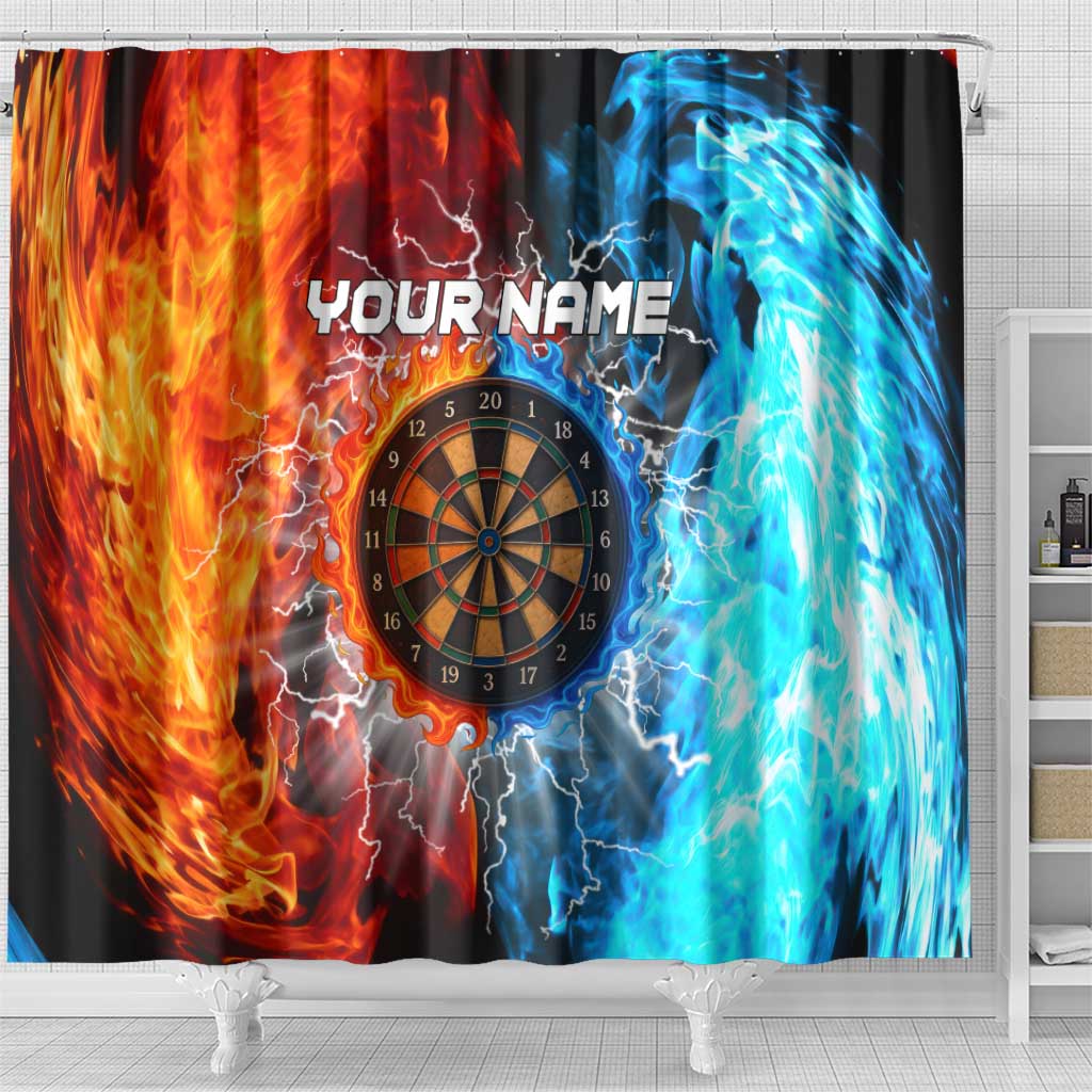 Custom Thunder Lightning Darts Shower Curtain Dartboard Water Fire - Wonder Print Shop
