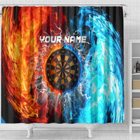 Custom Thunder Lightning Darts Shower Curtain Dartboard Water Fire - Wonder Print Shop
