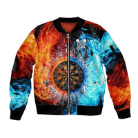 Custom Thunder Lightning Darts Sleeve Zip Bomber Jacket Dartboard Water Fire - Wonder Print Shop