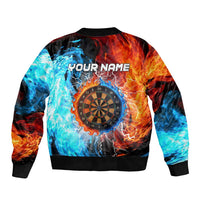 Custom Thunder Lightning Darts Sleeve Zip Bomber Jacket Dartboard Water Fire - Wonder Print Shop