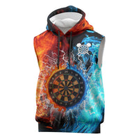 Custom Thunder Lightning Darts Sleeveless Hoodie Dartboard Water Fire - Wonder Print Shop