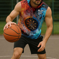 Custom Thunder Lightning Darts Sleeveless Hoodie Dartboard Water Fire - Wonder Print Shop