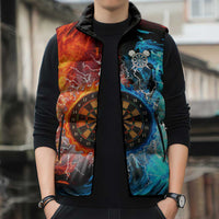 Custom Thunder Lightning Darts Sleeveless Puffer Jacket Dartboard Water Fire - Wonder Print Shop