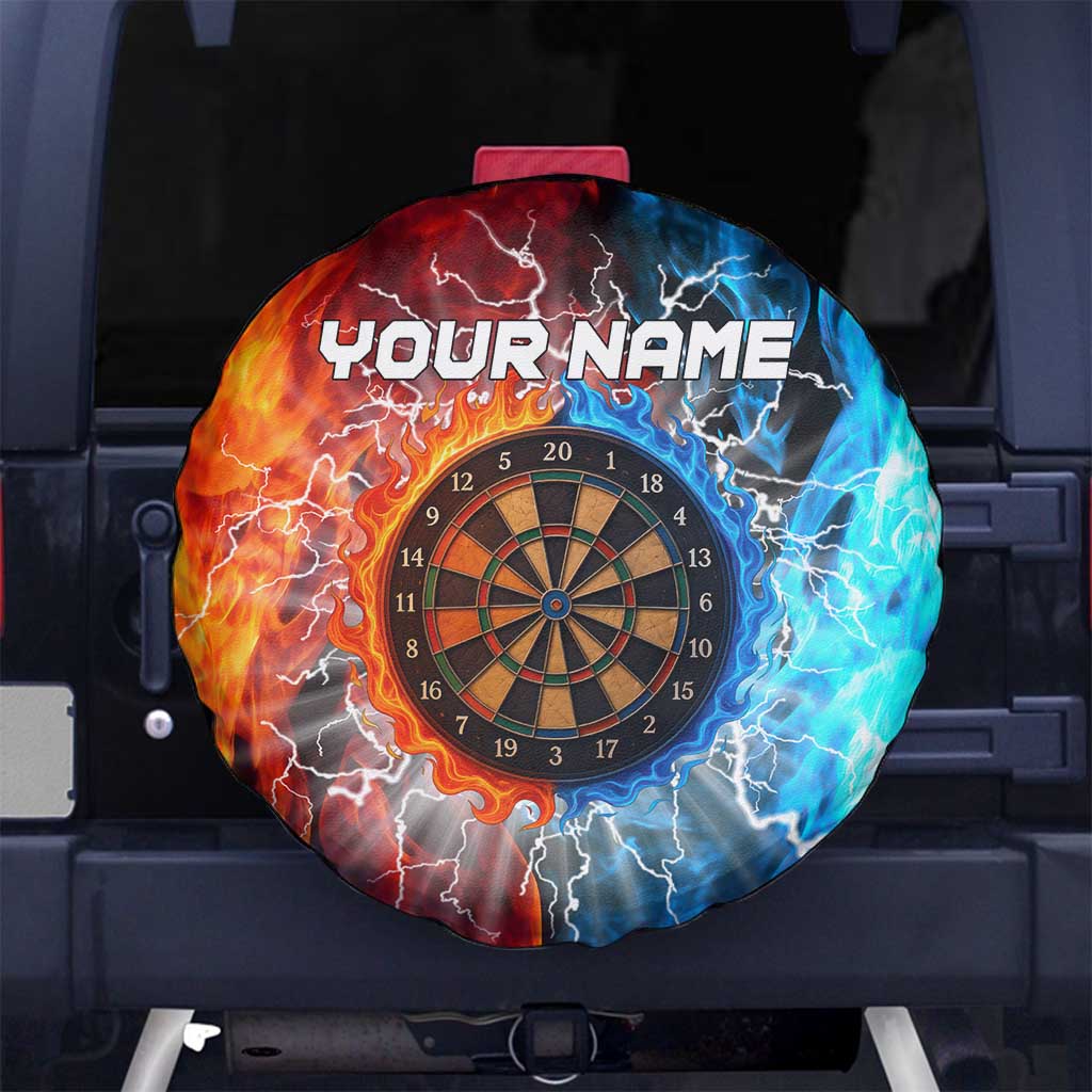 Custom Thunder Lightning Darts Spare Tire Cover Dartboard Water Fire - Wonder Print Shop