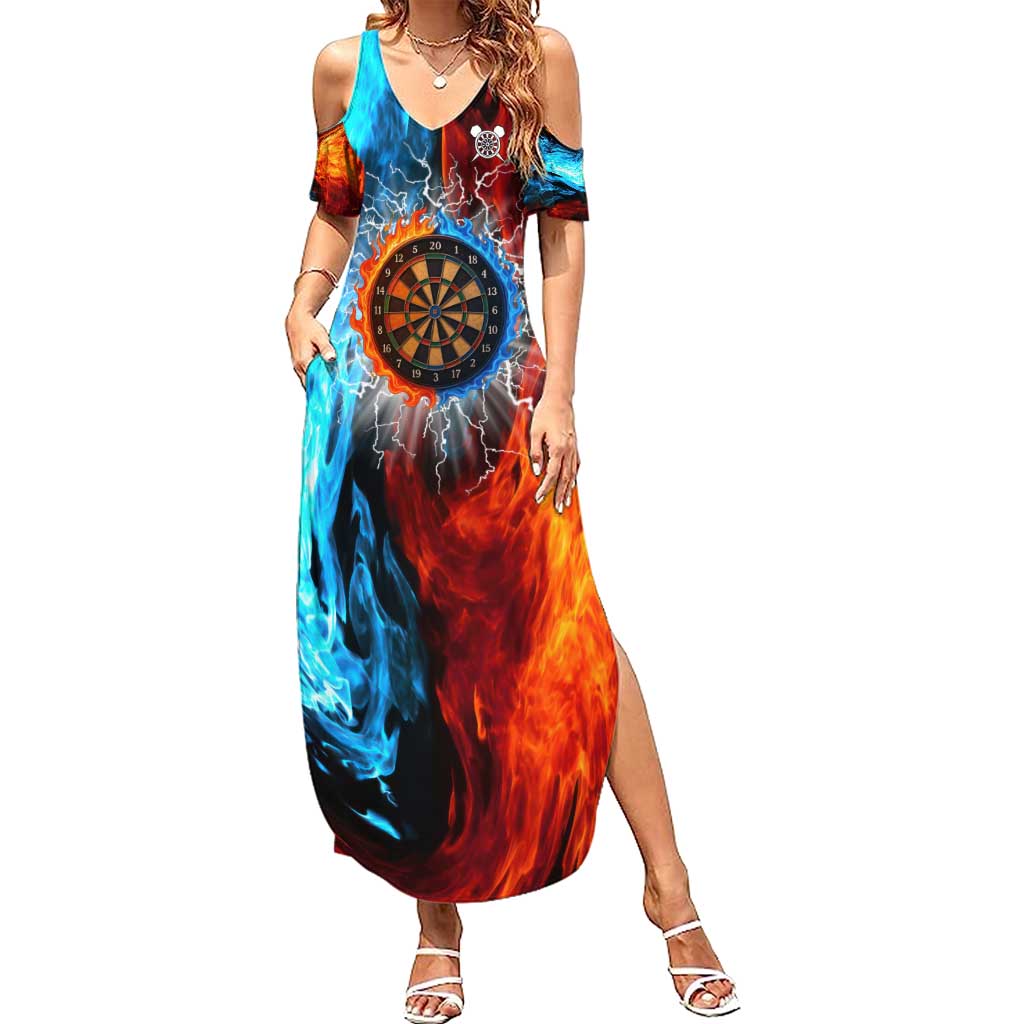 Custom Thunder Lightning Darts Summer Maxi Dress Dartboard Water Fire - Wonder Print Shop