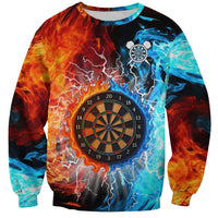 Custom Thunder Lightning Darts Sweatshirt Dartboard Water Fire - Wonder Print Shop