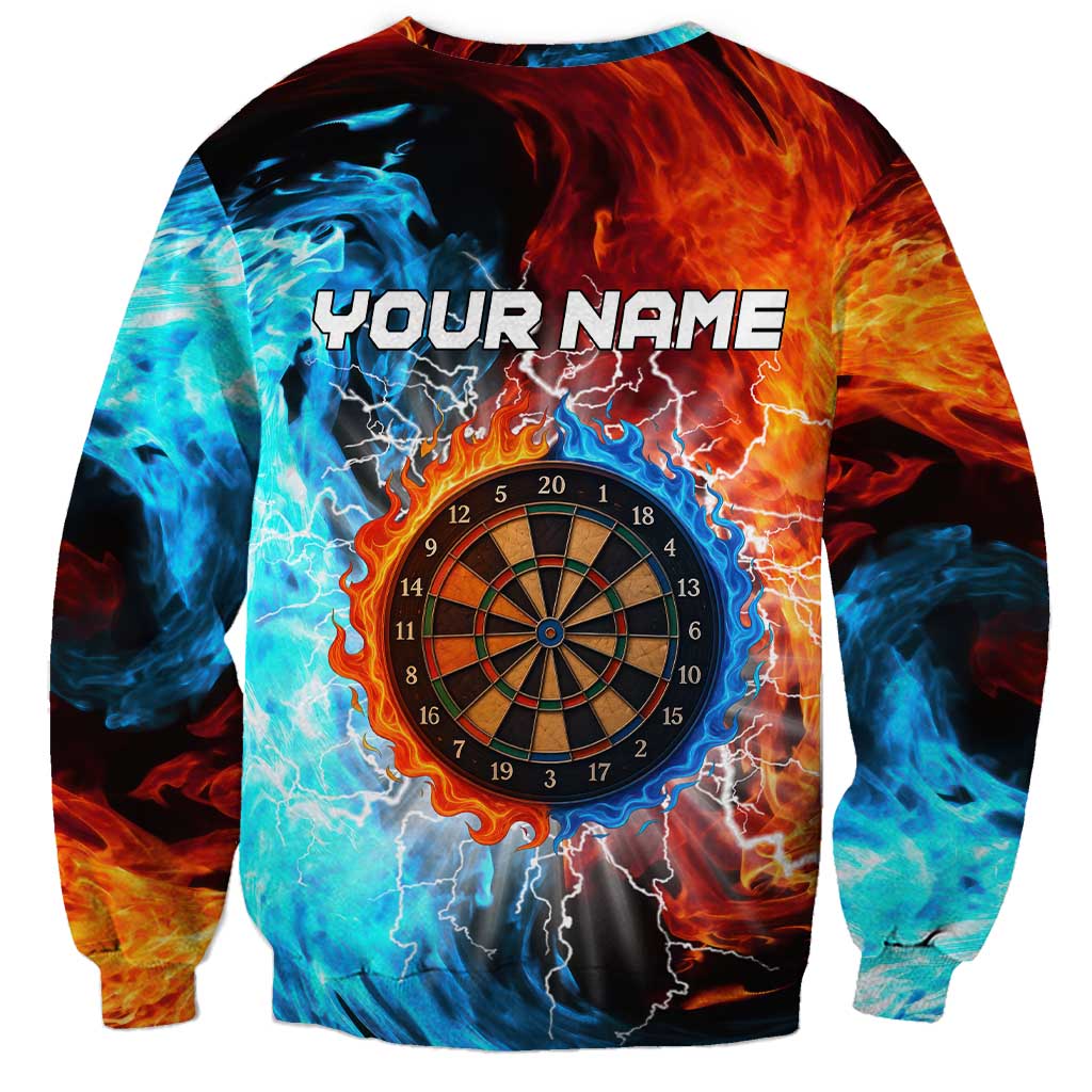 Custom Thunder Lightning Darts Sweatshirt Dartboard Water Fire - Wonder Print Shop