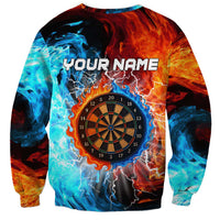 Custom Thunder Lightning Darts Sweatshirt Dartboard Water Fire - Wonder Print Shop