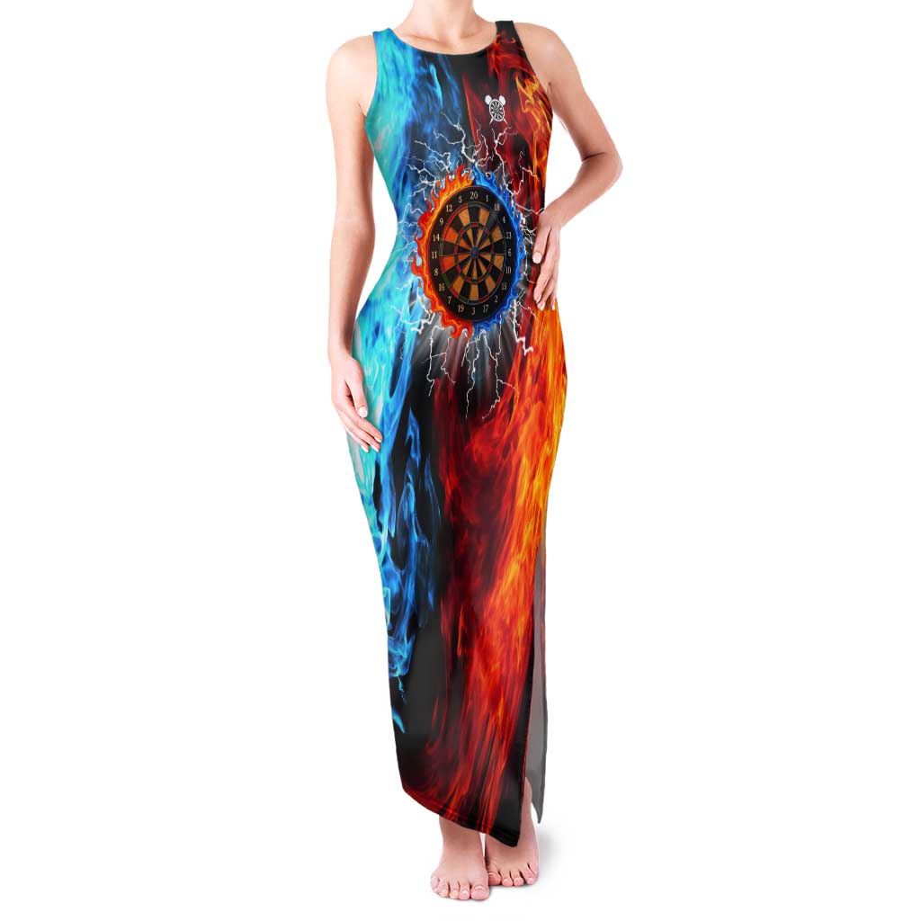 Custom Thunder Lightning Darts Tank Maxi Dress Dartboard Water Fire - Wonder Print Shop
