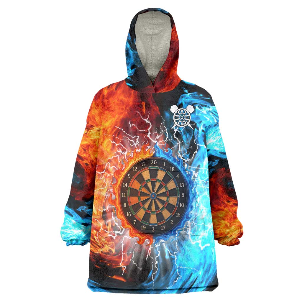 Custom Thunder Lightning Darts Wearable Blanket Hoodie Dartboard Water Fire - Wonder Print Shop
