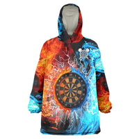 Custom Thunder Lightning Darts Wearable Blanket Hoodie Dartboard Water Fire - Wonder Print Shop