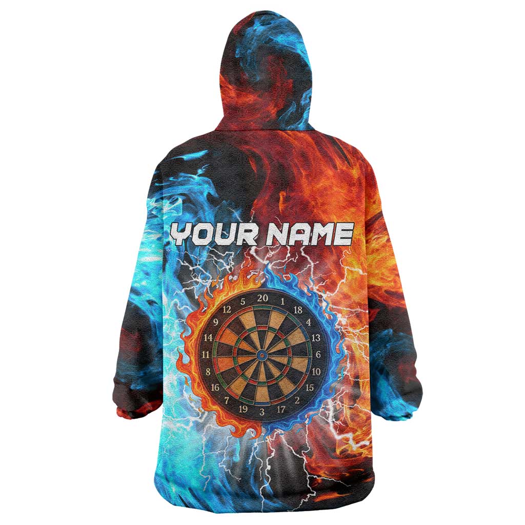Custom Thunder Lightning Darts Wearable Blanket Hoodie Dartboard Water Fire - Wonder Print Shop
