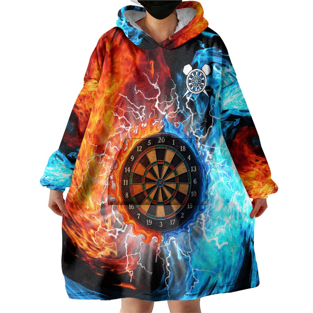 Custom Thunder Lightning Darts Wearable Blanket Hoodie Dartboard Water Fire - Wonder Print Shop