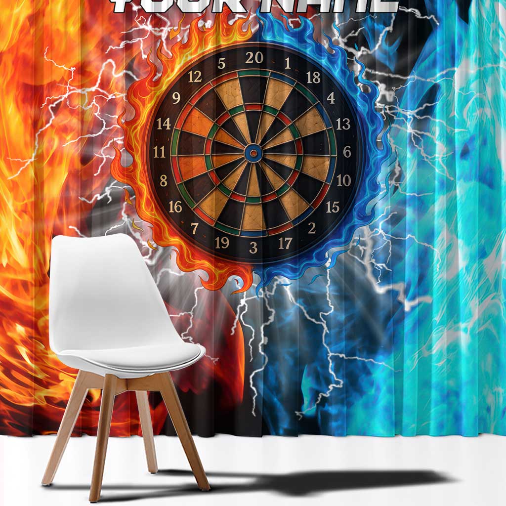 Custom Thunder Lightning Darts Window Curtain Dartboard Water Fire - Wonder Print Shop