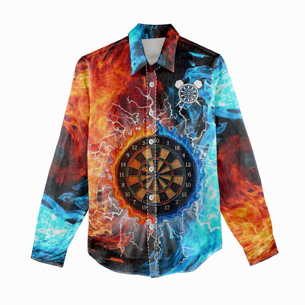 Custom Thunder Lightning Darts Women Casual Shirt Dartboard Water Fire - Wonder Print Shop