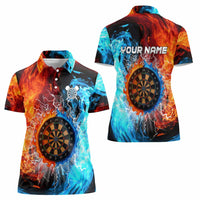 Custom Thunder Lightning Darts Women Polo Shirt Dartboard Water Fire - Wonder Print Shop