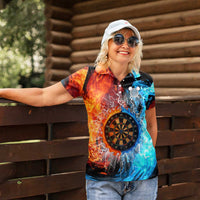 Custom Thunder Lightning Darts Women Polo Shirt Dartboard Water Fire - Wonder Print Shop