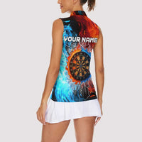 Custom Thunder Lightning Darts Women Sleeveless Polo Shirt Dartboard Water Fire - Wonder Print Shop