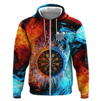 Custom Thunder Lightning Darts Zip Hoodie Dartboard Water Fire - Wonder Print Shop