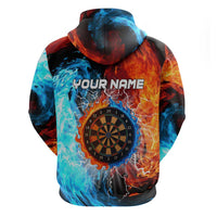 Custom Thunder Lightning Darts Zip Hoodie Dartboard Water Fire - Wonder Print Shop