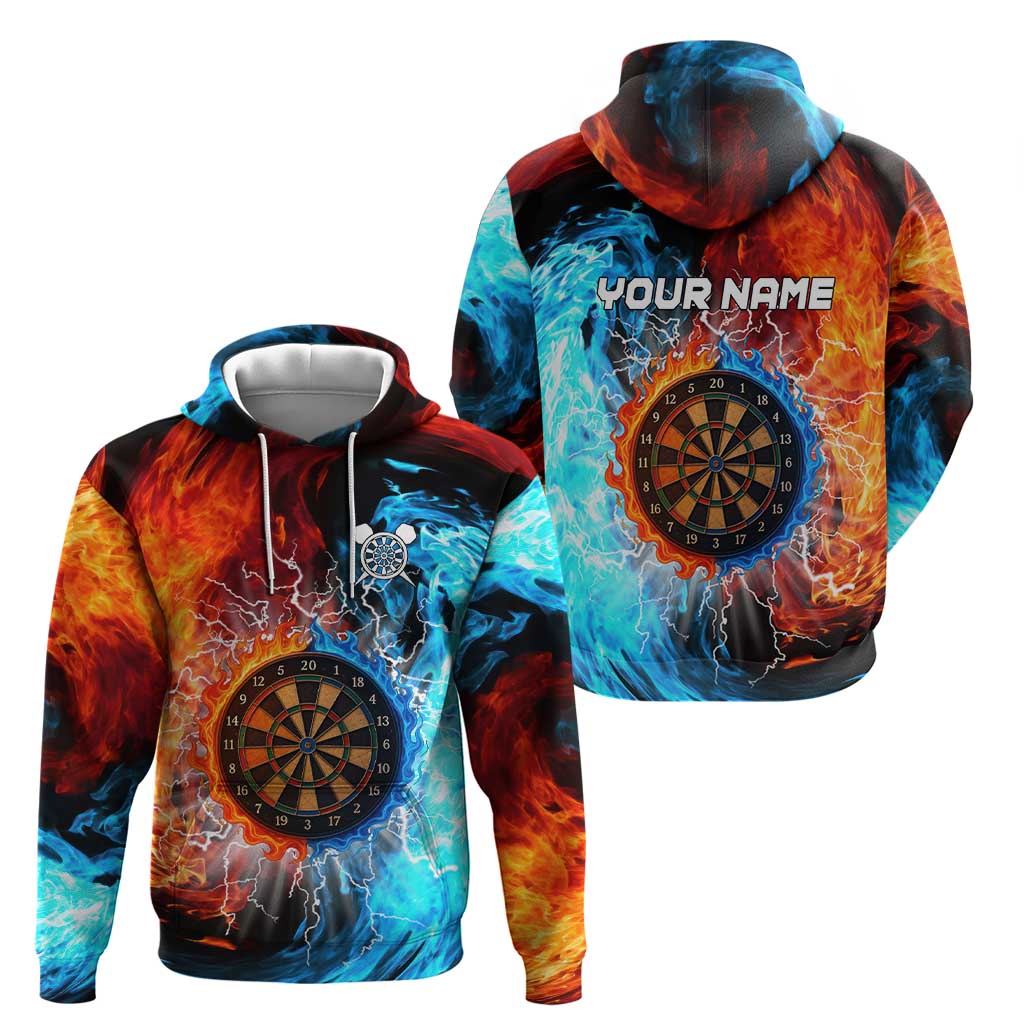 Custom Thunder Lightning Darts Zip Hoodie Dartboard Water Fire - Wonder Print Shop