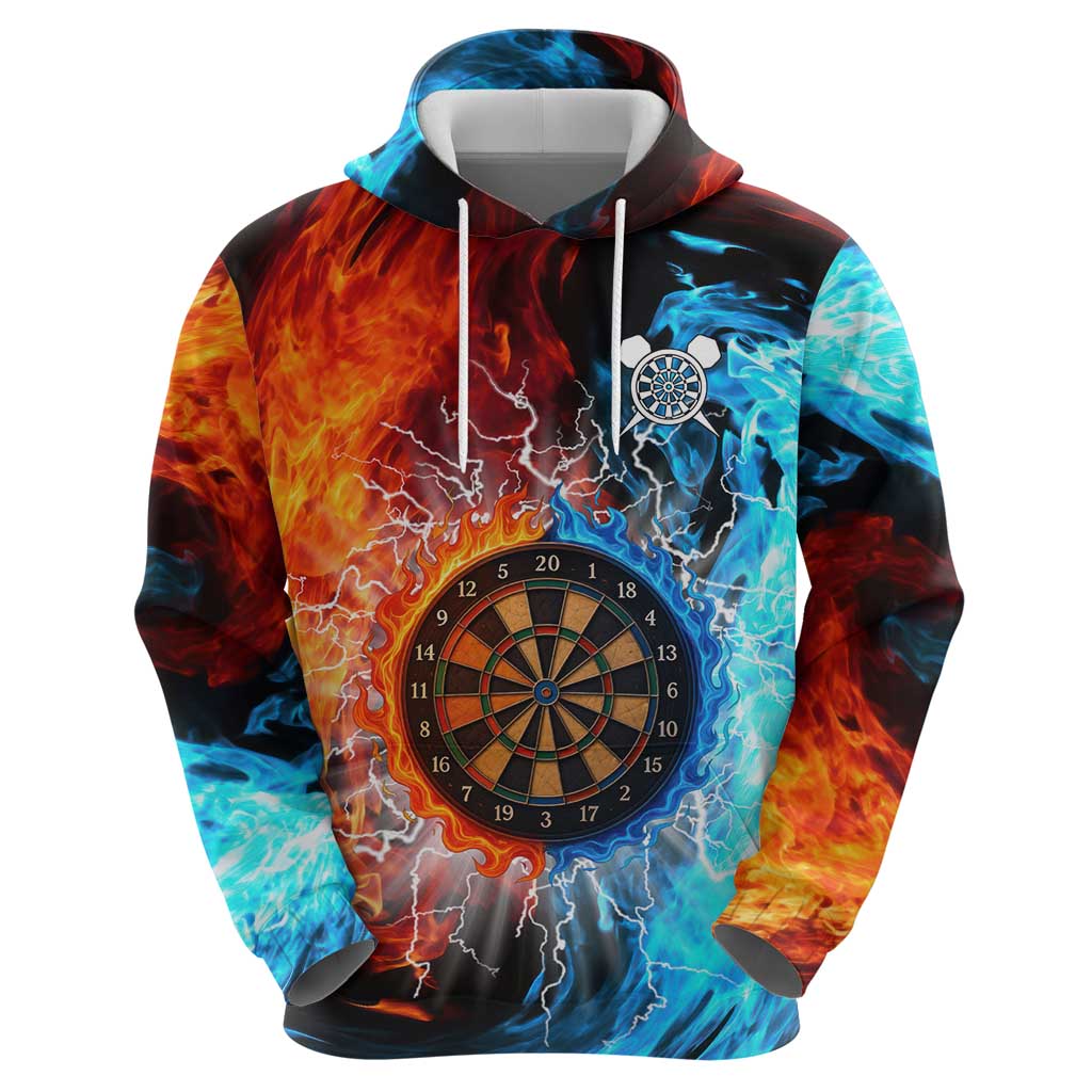 Custom Thunder Lightning Darts Zip Hoodie Dartboard Water Fire - Wonder Print Shop