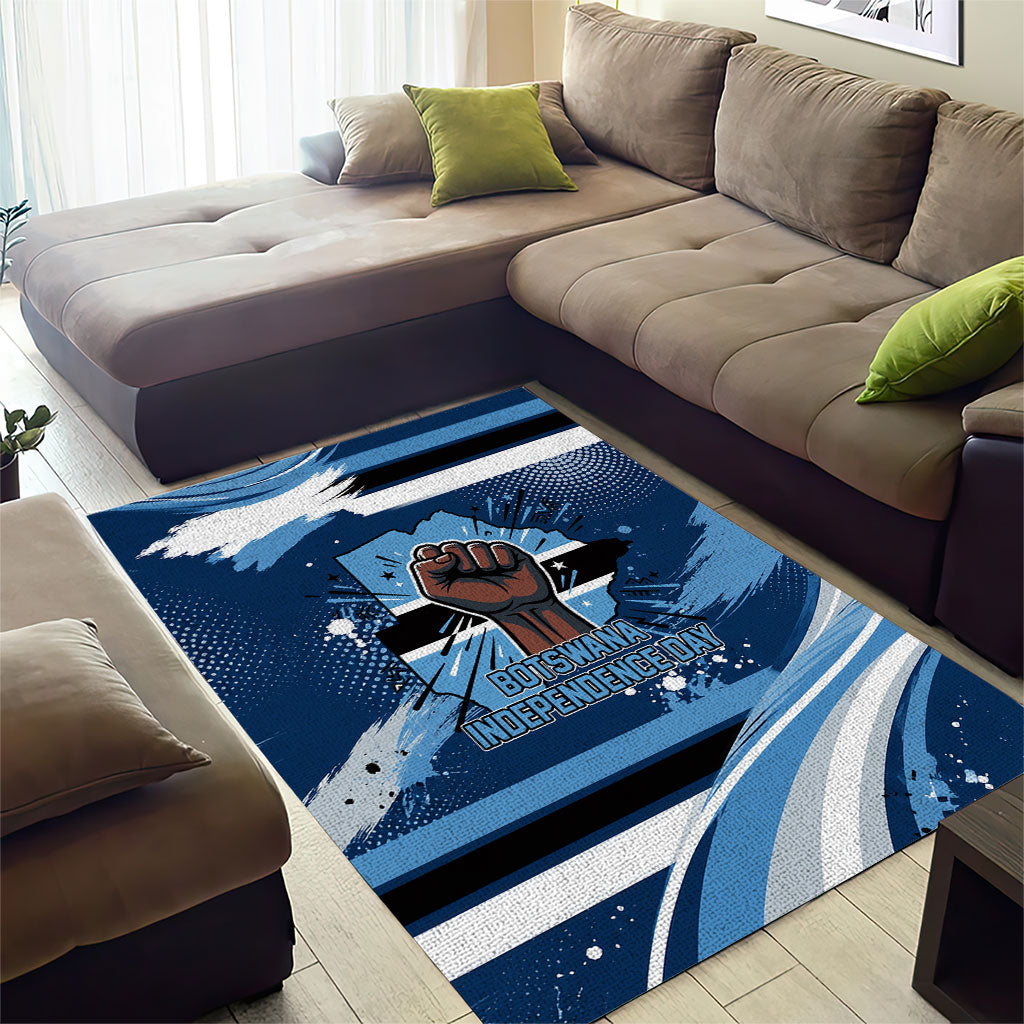 Botswana Independence Day Area Rug Raised Fist Map Graphic With National Coat Of Arms