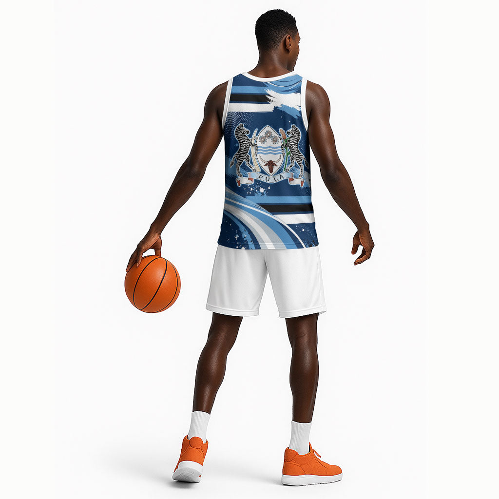 Botswana Independence Day Basketball Jersey Raised Fist Map Graphic With National Coat Of Arms