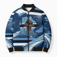 Botswana Independence Day Bomber Puffer Jacket Raised Fist Map Graphic With National Coat Of Arms