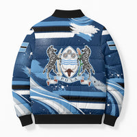 Botswana Independence Day Bomber Puffer Jacket Raised Fist Map Graphic With National Coat Of Arms