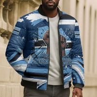 Botswana Independence Day Bomber Puffer Jacket Raised Fist Map Graphic With National Coat Of Arms