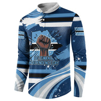 Botswana Independence Day Button Sweatshirt Raised Fist Map Graphic With National Coat Of Arms