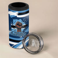 Botswana Independence Day 4 in 1 Can Cooler Tumbler Raised Fist Map Graphic With National Coat Of Arms