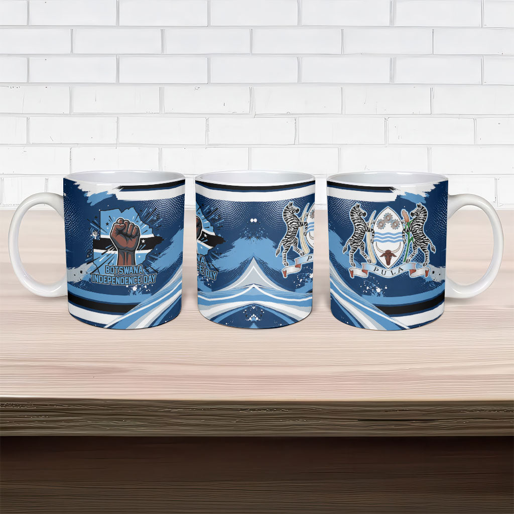 Botswana Independence Day Ceramic Mug Raised Fist Map Graphic With National Coat Of Arms