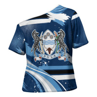 Botswana Independence Day Cross Shoulder Shirt Raised Fist Map Graphic With National Coat Of Arms